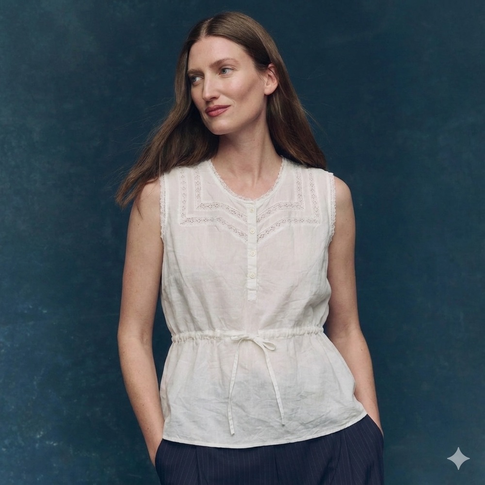 Victorian Trading Co Hopeless Romantic White Cotton Lace Top L/XL NWT